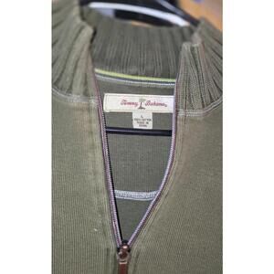 Tommy Bahama Olive Green 1/4 Zip Cotton Sweater Large